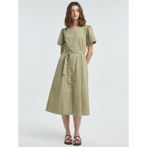 V Neck Shirt OnePiece [Khaki]