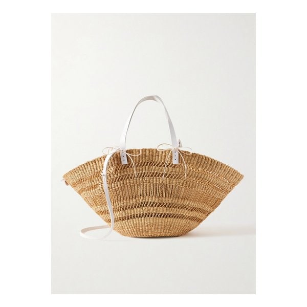 무뉴 콜레트 가죽 트리밍 스트로 토트 브라운 46376663162878931