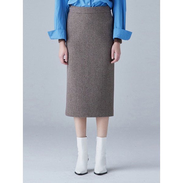 울 블랜드 슬림 미디 스커트_Y15YPK011