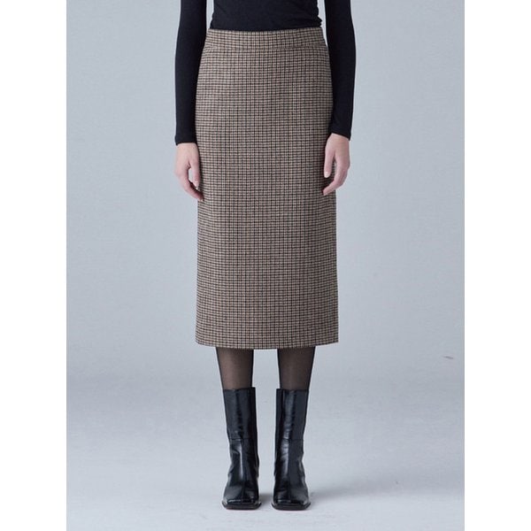울 블랜드 슬림 미디 스커트_Y15YPK011