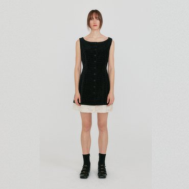EENK ZULIA Sleeveless Buttoned Hourglass Dress - Black Velvet
