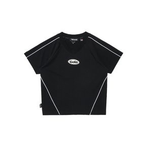 W PIPING LOGO T-SHIRT [BLACK]