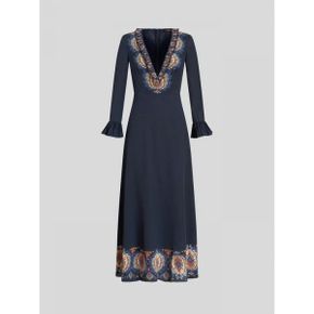 5647441 ETRO LONG SILK DRESS WITH RUCHING