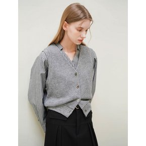 NANCY KNIT VEST CARDIGAN (GREY)