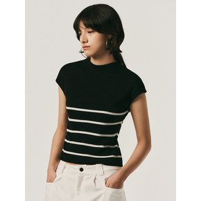 AR_Half neck striped knit top_2color