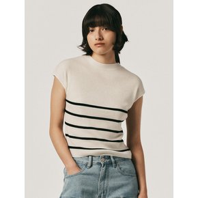 AR_Half neck striped knit top_2color