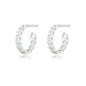 Silver925 심플 커브 체인 귀걸이