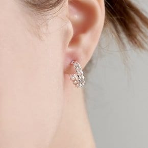 Silver925 심플 커브 체인 귀걸이