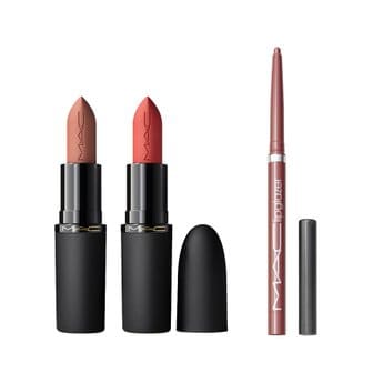 맥 파우더 키스 립스틱 듀오 세트 (+ 립글레이저 벨벳 테디 증정)