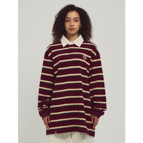 Stripe Rugby T Shirt_Burgundy