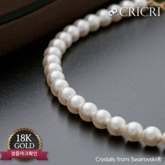 [CRICRI] 예쁜 18K 스와로브스키 크리스탈 진주 금 목걸이 50cm