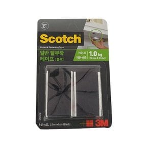 3M 스카치 일반 탈부착 테이프 블랙 2.5x5cm 4쌍 (WF6EEEB)