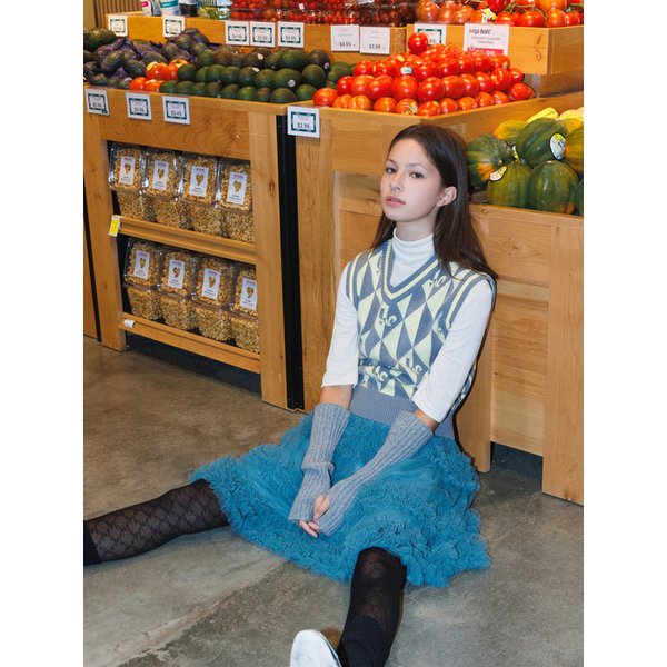 로고플레이 브이넥 니트 베스트 AP4KVA62