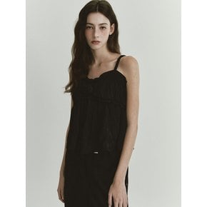 ROMANTIC FRILL SLEEVELESS BLOUSE (BLACK)