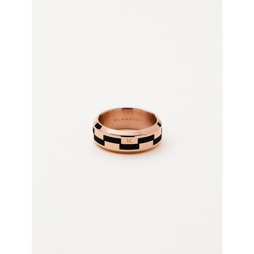 Duality Grinder Ring Rose Gold & Black Enamel JDR21RB002