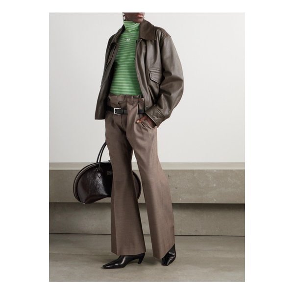 벨트 울 와이드 팬츠 브라운 1647597355986891