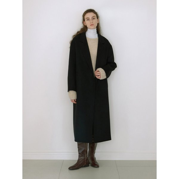 Handmade belted long coat (BLACK)