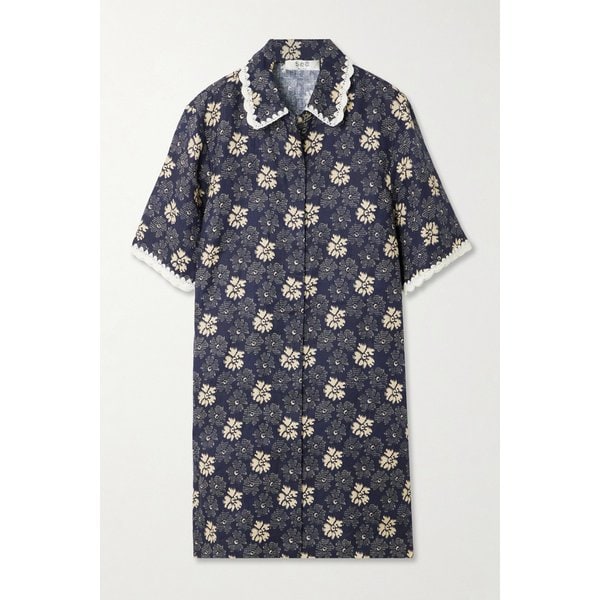 글로리아 자수 프린트 린넨 미니 원피스 46376663163017754