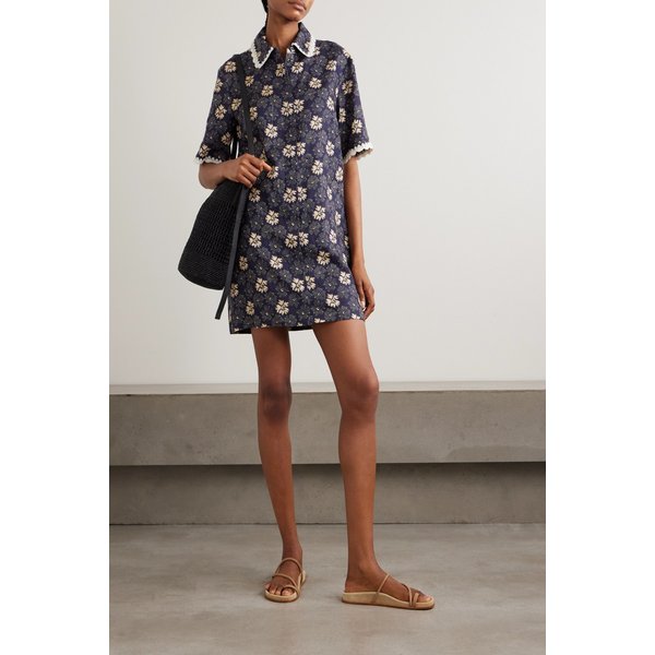 글로리아 자수 프린트 린넨 미니 원피스 46376663163017754