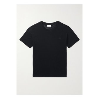 셀린느 슬림핏 로고 자수 코튼 저지 티셔츠 블랙 46376663162912138