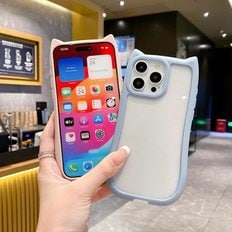 iPhone14 Pro 케이스 하마- 고양이 귀 네코미미 네코미 후면 클리어 심플