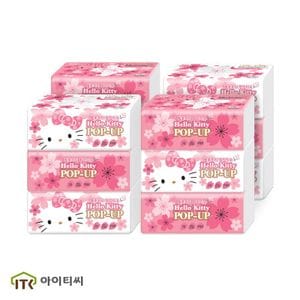 헬로키티 3겹 팝업 미용티슈 벚꽃 에디션(110매) 3입X4팩(12개입)..