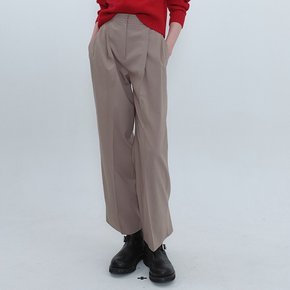 Wide Fit Tuck Pants_DARK BEIGE