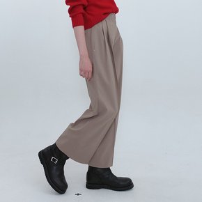 Wide Fit Tuck Pants_DARK BEIGE