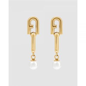 5618241 Furla Chained Logo Pearl Gold-Tone Earrings - Gold 120188715