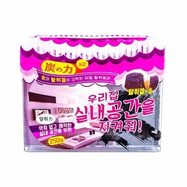 제이큐 방향제 실내용방향제 숯의 힘 우리집 실내공간을 지켜줘 탈취 숯 악취 250g X ( 2매입 )