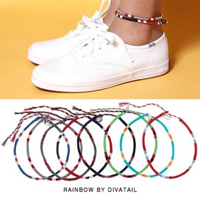 [RAINBOW발찌]Stripe Color Mix Misanga Anklet (택2)