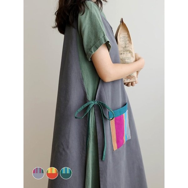 트임 원피스 앞치마 3color