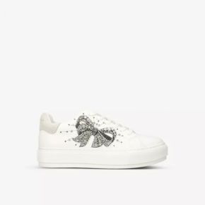 5466023 KURT GEIGER LONDON Laney Bow crystal-embellished leather flatform low-top trainers