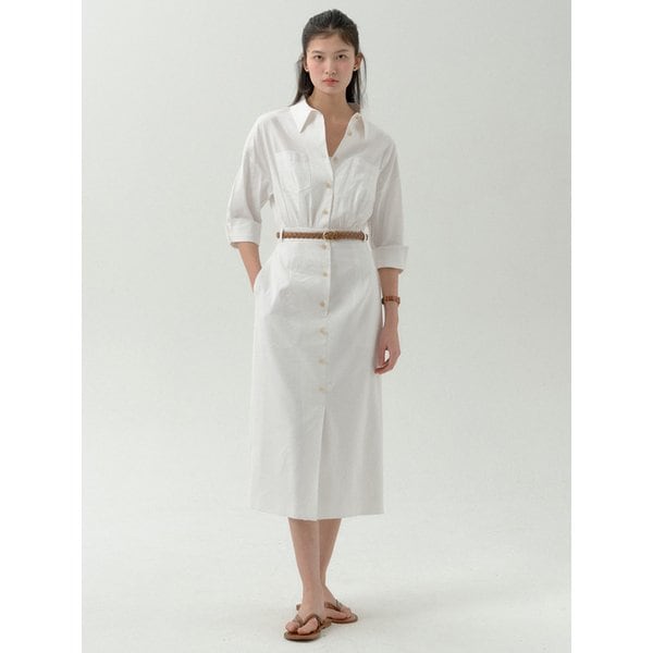 French Shirt Dress-White
