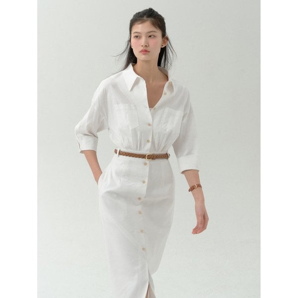 French Shirt Dress-White