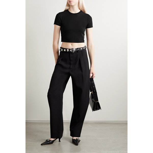 마이크로 크롭 코튼 저지 티셔츠 블랙 1647597303027351