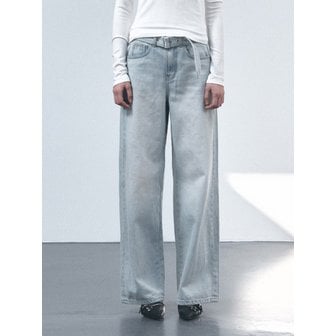 모한 TVS BELTED LOOSE FIT DENIM_LIGHTBLUE