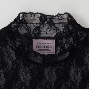 FLOWER LACE LAYERED T-SHIRT BLACK