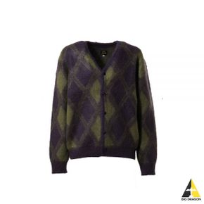 NEEDLES 니들스 Mohair Cardigan - Argyle PURPLE (NS278) (아가일 모헤어 가디건)