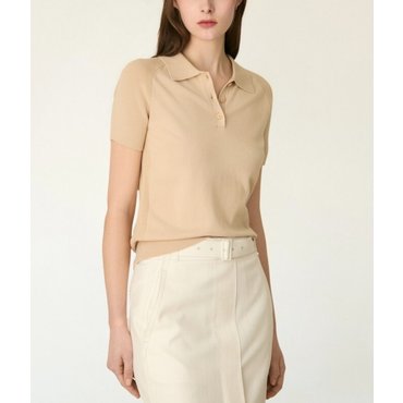 DKNY 하프 슬리브 폴로 니트 탑 (DW2F1KTO032C)