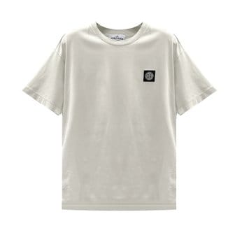 스톤아일랜드 로고 패치 반소매 티셔츠/매스틱화이트/791524113 V0097