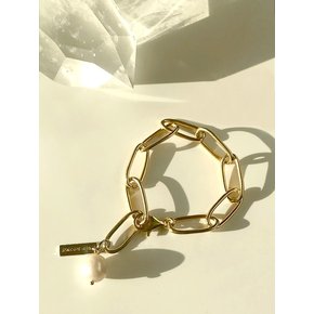 Gold chain Pearl bracelet [silver925]