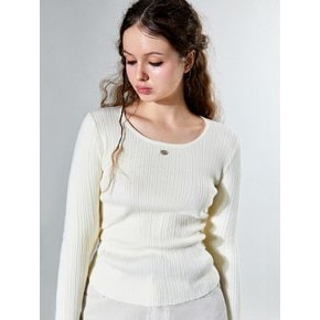 Vintage Charm Knitted Tshirt (IVORY)