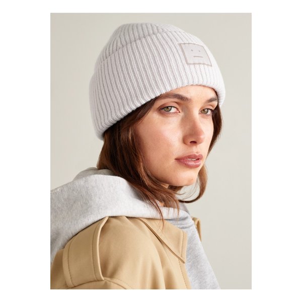 아플리케 리브 울 야크 헤어 블렌드 비니 라이트 그레이 46376663162899063