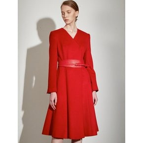 CASHMERE NON-COLLAR COAT_RED