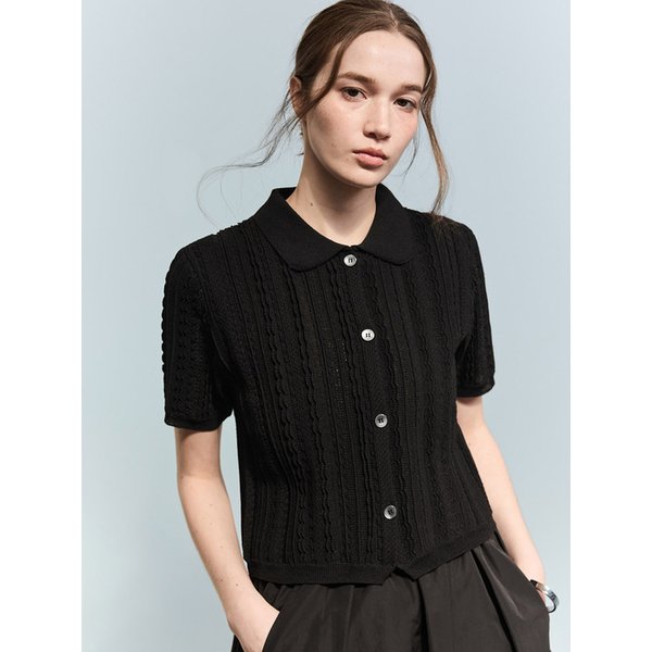 칼라드 스칼럽 버튼업 풀오버_블랙 7215250404