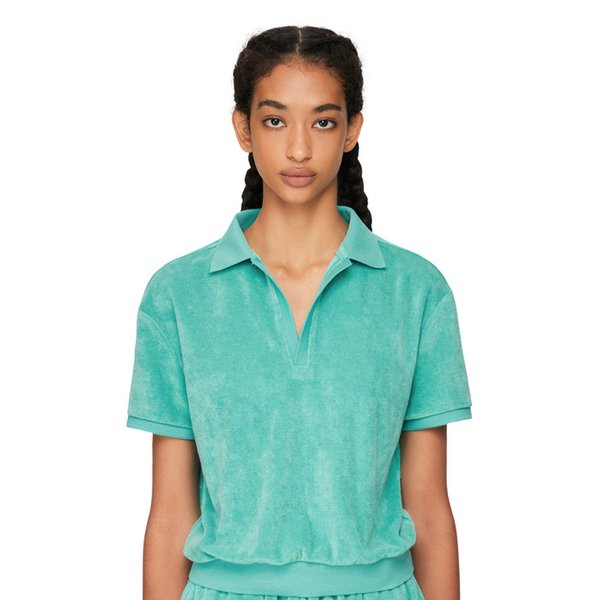 LIGHT TERRY POLO SHIRTS_TIFFANY GREEN