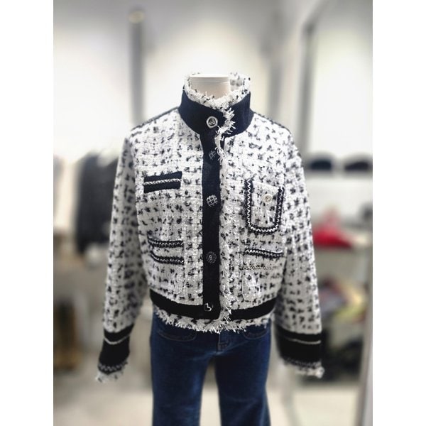 [여주점] 단추 포인트 하이넥 트위드 자켓 ES1WJ661