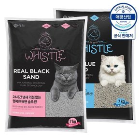 휘슬 리얼 샌드 고양이 배변 응고모래 리필 7kg ,2개