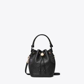 [25FW]토리버치 티 모노그램 페블 미니 버킷백 - 블랙